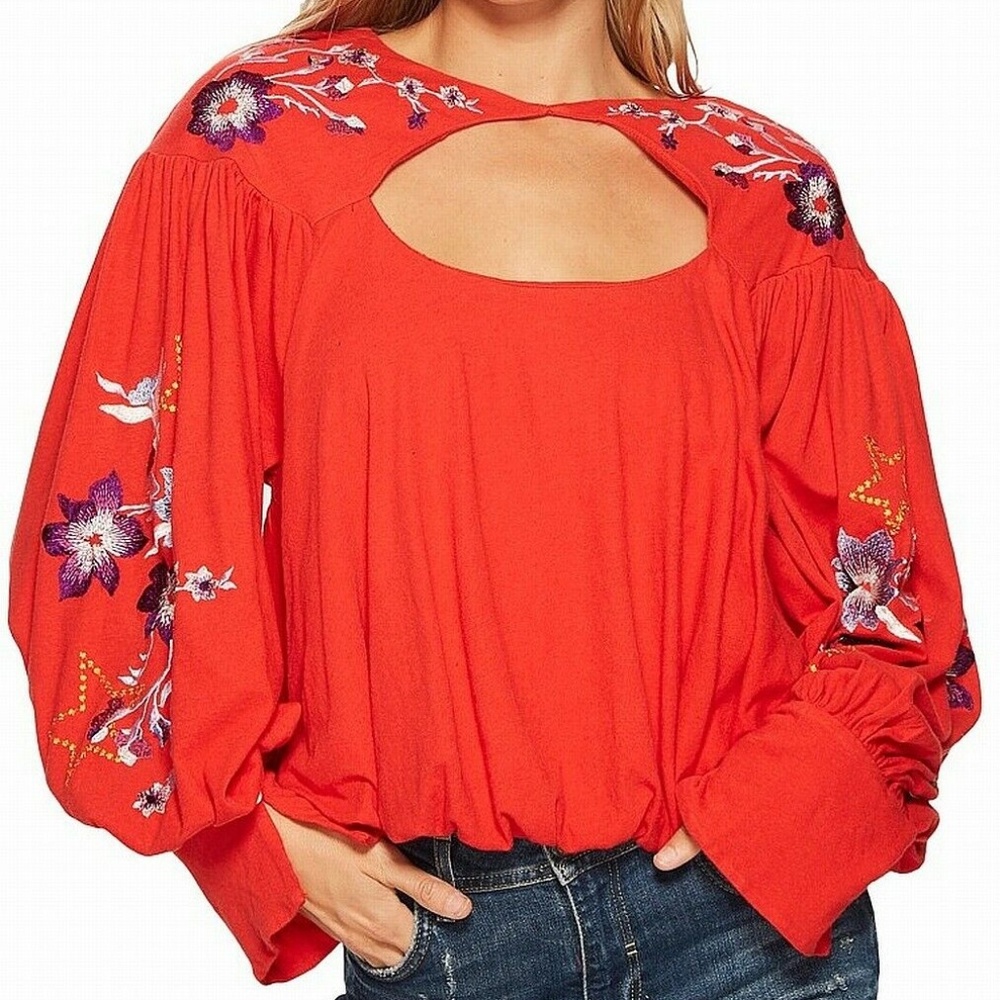 Red Free People Blouse